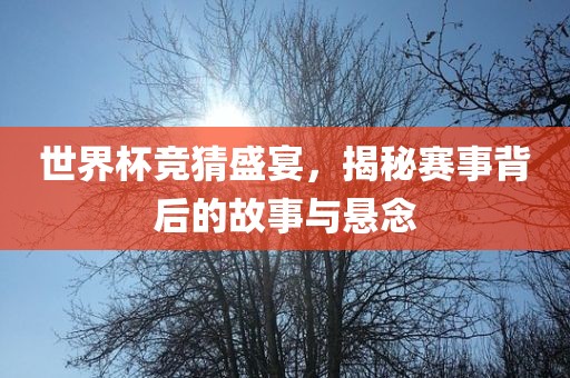 世界杯竞猜盛宴，揭秘赛事背后的故事与悬念