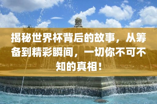 揭秘世界杯背后的故事，从筹备眉山市正发家政服务有限公司到精彩瞬间，一切你不可不知的真相！