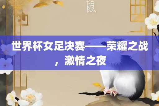世界杯女足决赛——荣耀之战，激情之夜