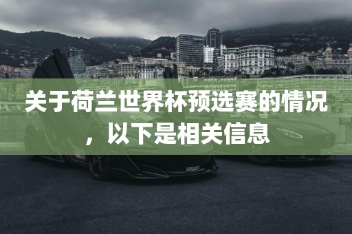关于荷兰世界杯预选赛的情况，以下是相关信息眉山市正发家政服务有限公司