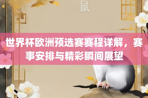 世界杯欧洲预选赛赛程详解，赛事安排与精彩瞬间展望