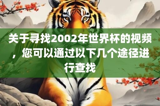 关于寻找2002年世界杯的视频，您可以通过以下几个途径进行查找