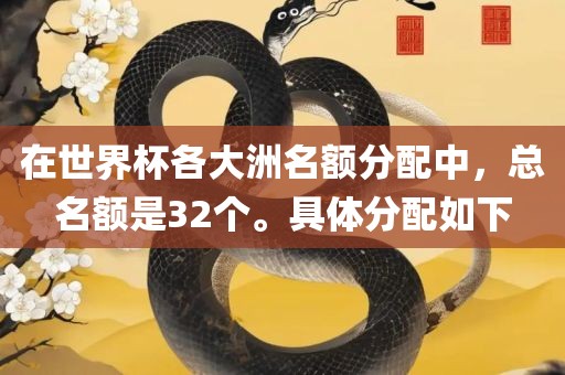 在世界杯各大洲名额分配中，总名额是32个。具体分配如下