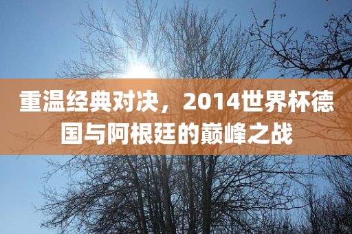 重温经典对决，2014世界杯德国与阿根廷的巅峰之战