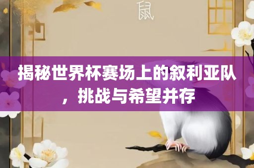 揭秘世界杯赛场上的叙利亚队，挑战与希望并存