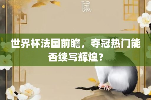 世界杯法国前瞻，夺冠热门能否续写辉煌？